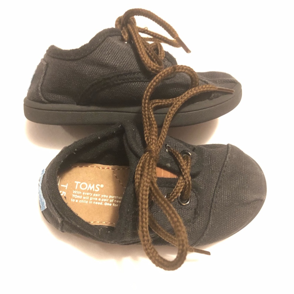 Toms lace up black baby sneakers